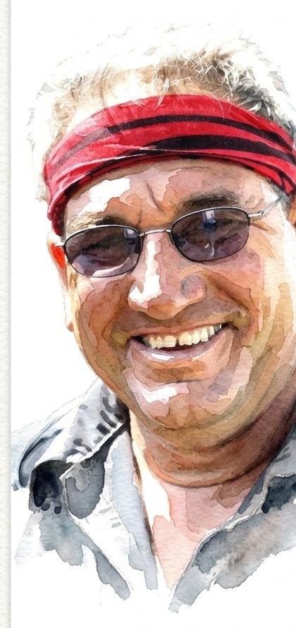 Watercolor portrait of Terry Arrighi, owner-operator